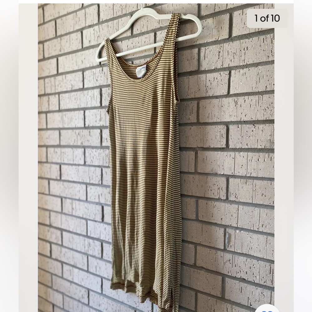 DRIES VAN NOTEN  Stripe Slinky Viscose Sleeveless Tank Dress Size Small Brown
